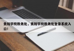 贵阳学院教务处，贵阳学院教务处登录系统入口！