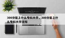 300分能上什么专科大学，300分能上什么专科大学沈阳